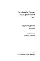 Der Deutsche Roman im 20. Jahrhundert by Manfred Brauneck cover