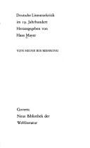 Deutsche Literaturkritik im 19. Jahrhundert by Hans Mayer cover