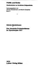 Der deutsche Protestantismus im Epochenjahr 1917 by Günter Brakelmann cover