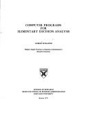 Computer programs for elementary decision analysis