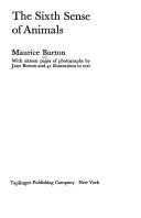 The sixth sense of animals by Maurice Burton cover