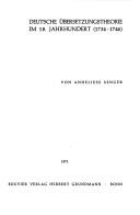 Deutsche Übersetzungstheorie im 18. Jahrhundert (1734-1746) by Anneliese Senger cover