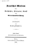 Deutsches Museum für Geschichte, Literatur, Kunst und Alterthumsforschung by Ludwig Bechstein cover