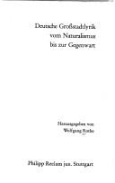Deutsche Grossstadtlyrik von Naturalismus bis zur Gegenwart by Wolfgang Rothe cover