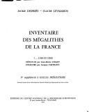 Inventaire des mégalithes de la France by Gérard Cordier cover