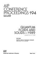 Quantum fluids and solids--1989, Gainesville, FL 1989