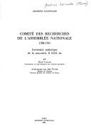 Comite des recherches de l'Assemblee nationale, 1789-1791 by France cover