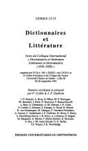 Dictionnaires et littérature by  cover