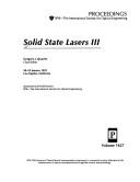 Solid State Lasers III by Gregory J. Quarles cover