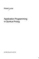 Application Programming in Quintus Prolog