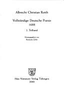 Vollständige Deutsche Poesie by Albrecht Chr. Rotth, Rosmarie Zeller cover