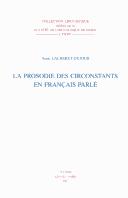 Prosodie Des Circonstants En Francais Parle by A. Lacheret-Dujour cover
