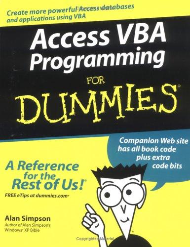 Access VBA Programming For Dummies (For Dummies (Computer/Tech))