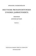 Deutsche Prosadichtungen unseres Jahrhunderts by Werner Zimmermann cover