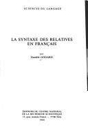 La syntaxe des relatives en français by Danièle Godard cover