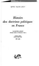 Histoire des doctrines politiques en France by Jacques Droz cover