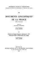 Documents linguistiques de la France by Lucie Fossier, J. Monfrin cover