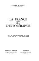 La France et l'intolérance by Gabriel Bonnet cover