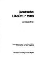 Deutsche Literatur 1988 by Franz Josef Görtz, Volker Hage, Uwe Wittstock cover
