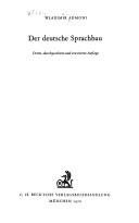 Der deutsche Sprachbau by Wladimir Admoni cover