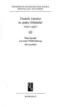 Deutsche Literatur im späten Mittelalter 1250-1450 by Friedrich-Wilhelm Wentzlaff-Eggebert cover