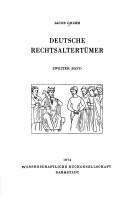 Deutsche Rechtsaltertümer by Brothers Grimm cover