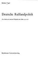 Deutsche Russlandpolitik by Barbara Vogel cover