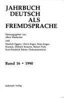 Jahrbuch Deutsch als Fremdsprache by Alois Wierlacher cover