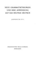 Neue Grammatiktheorien und ihre Anwendung auf das heutige Deutsch by  cover
