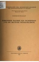 Ehrenfried Walther von Tschirnhaus und die deutsche Frühaufklärung by Siegfried Wollgast cover