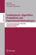 Combinatorics, algorithms, probabilistic and experimental methodologies by ESCAPE 2007 (2007 Hangzhou, China) cover