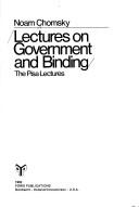Lectures on government and binding