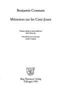 Mémoires sur les Cent-Jours by Benjamin Constant cover