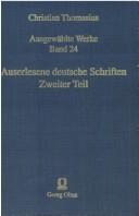 Auserlesene deutsche Schriften by Christian Thomasius cover
