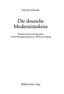 Die deutsche Modernitätskrise by Christian Schwaabe cover