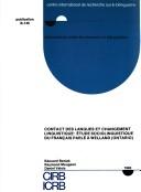 Contact des langues et changement linguistique by Edouard Beniak cover