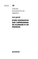 Etude contrastive sur l'impersonnel en allemand et en français by Raija Solatie cover
