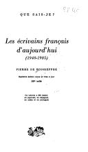 Les écrivains français d'aujourd'hui (1940-1985) by Pierre de Boisdeffre cover