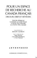Pour un espace de recherche au Canada français by Greg Allain, Benoît Cazabon cover