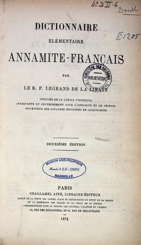 Dictionnaire élémentaire annamite-français by Le R.P. Legrand de la Liraÿe cover