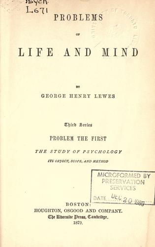 Problems of life and mind