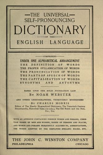 The Universal self-pronouncing dictionary of the English language