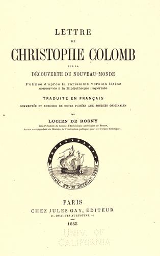 Lettre de Christophe Colomb sur la découverte du Nouveau-Monde by Christopher Columbus cover