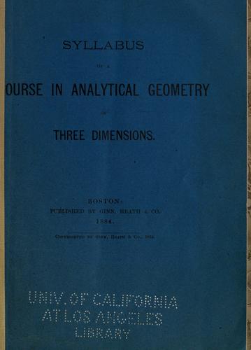 Syllabus of a course in analytical geometry of three dimensions