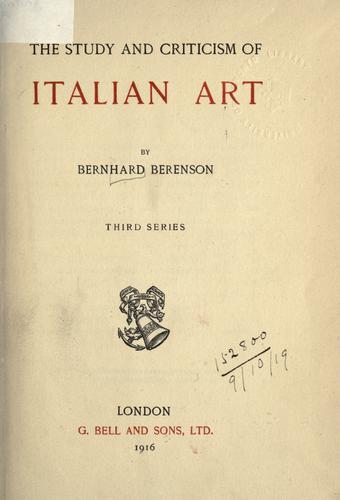 The study and criticism of Italian art