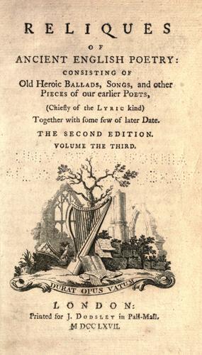 Reliques of ancient English poetry