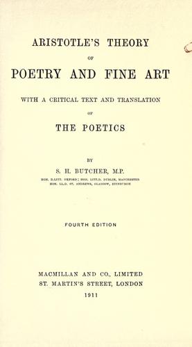 Aristotle's theory of poetry and fine art