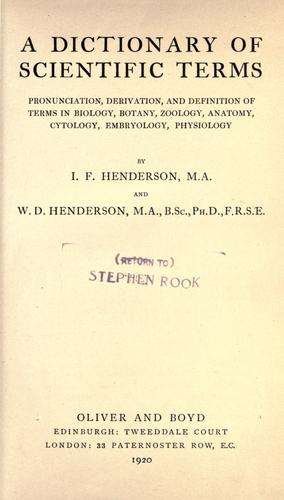 A dictionary of scientific terms
