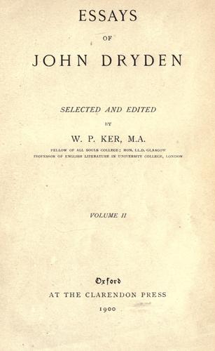 Essays of John Dryden