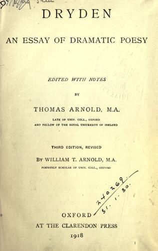 An essay of dramatic poesy